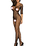 Women's Semi-Sheer Total Body Suit - Three Quarter Length Sleeves